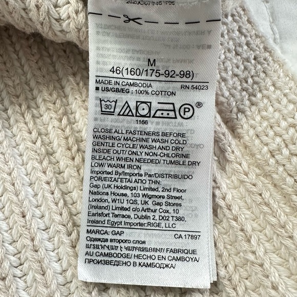 GAP Cream Asymmetrical Button Mockneck Raglan Sweater Women's Turtleneck - Picture 10 of 12